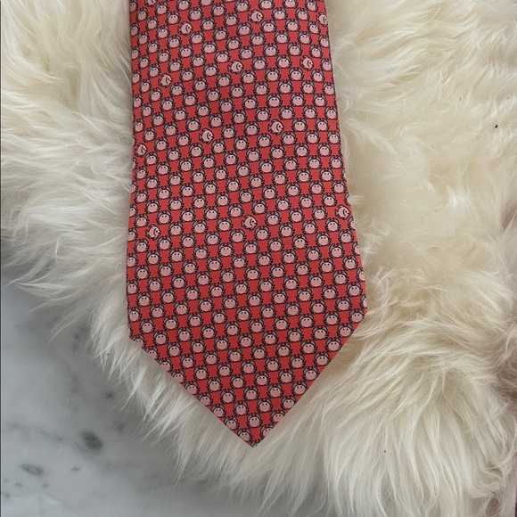 HERMES Men’s Tie Koral Small Fish and Crab Design AUTHENTIC - Picture 5 of 6